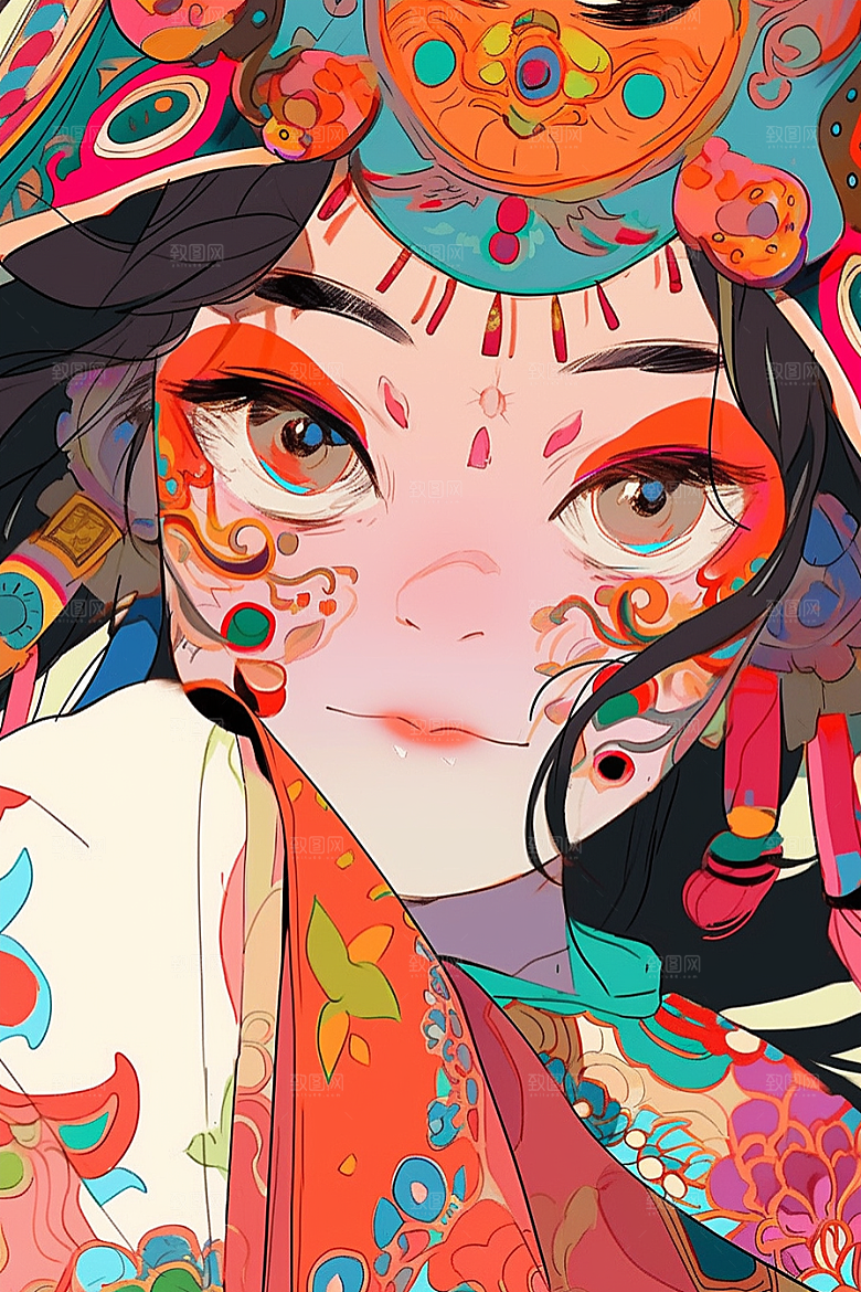京剧女孩戏剧戏曲插画