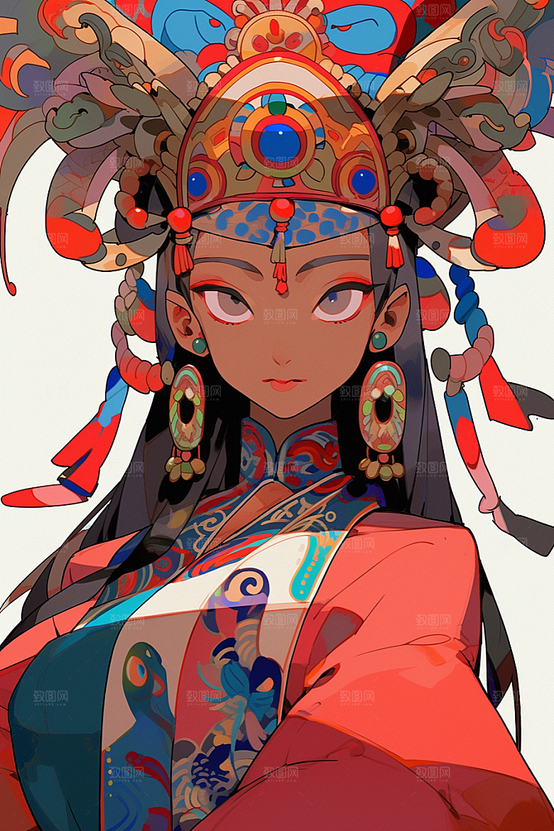 京剧女孩国粹中式插画