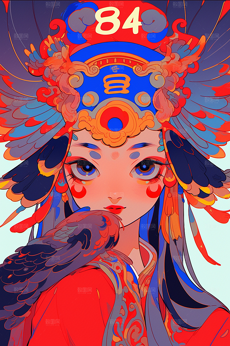 京剧女孩国粹中国风插画
