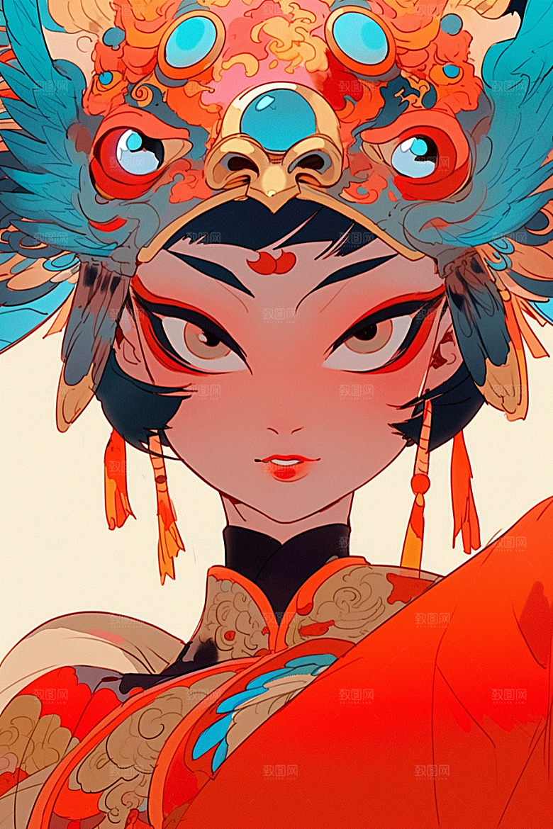 京剧女孩国粹国潮插画