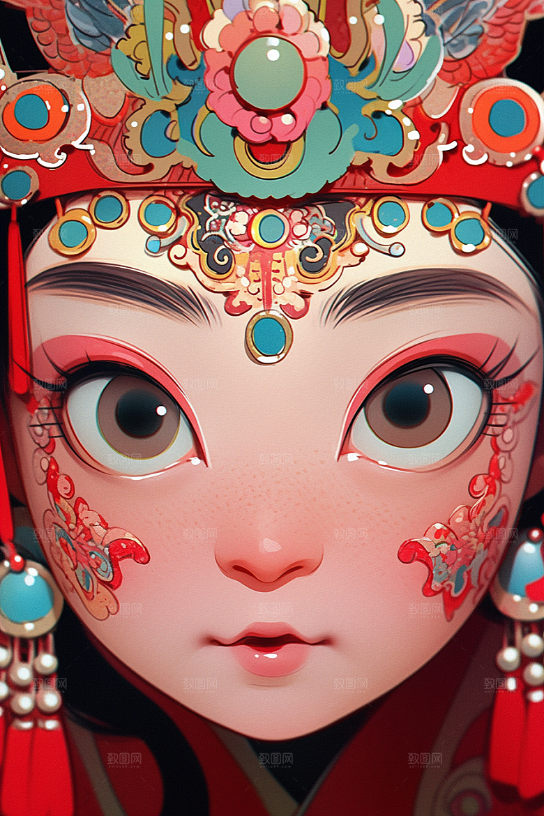 京剧女孩传统风格国粹插画