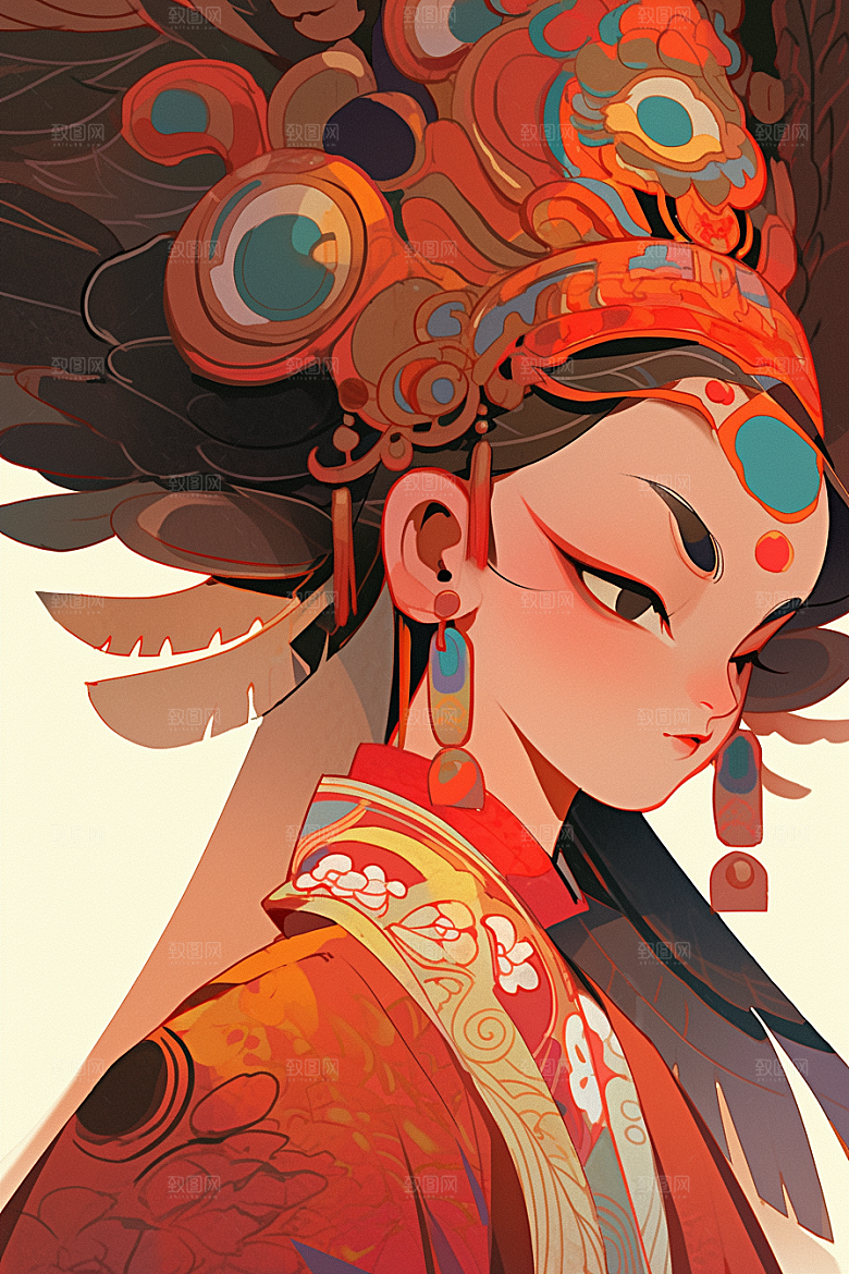 京剧女孩国潮中国风插画