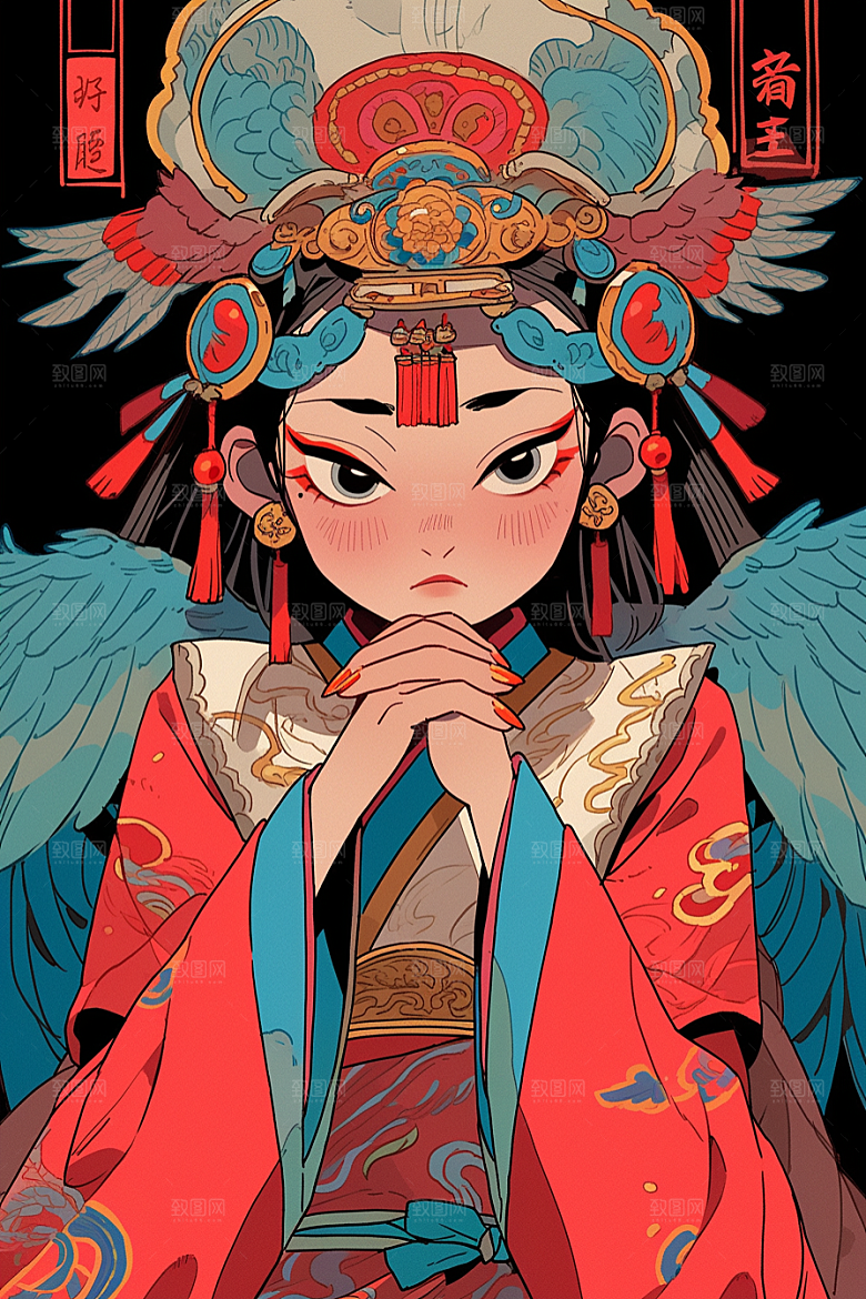 京剧女孩国粹国潮插画