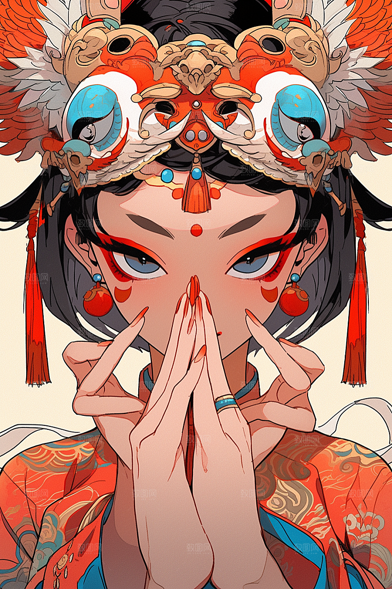 京剧女孩戏曲戏剧插画