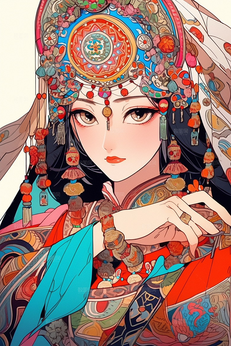京剧女孩中国风戏曲插画