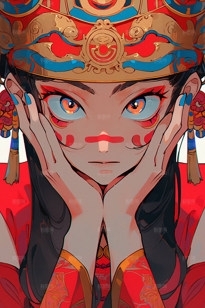 京剧女孩国粹中国风插画