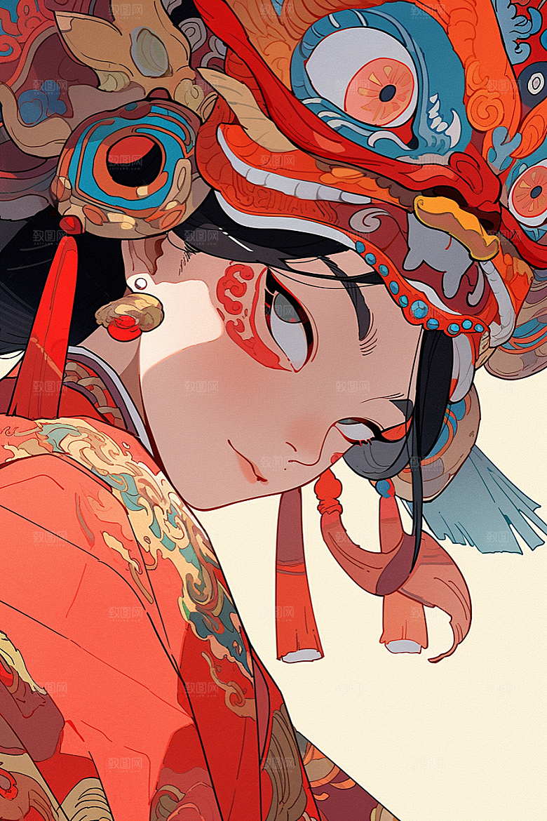 京剧女孩戏剧国粹插画