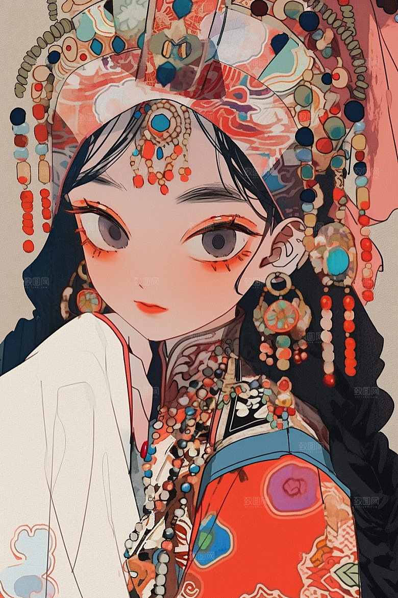 京剧女孩戏剧国潮插画
