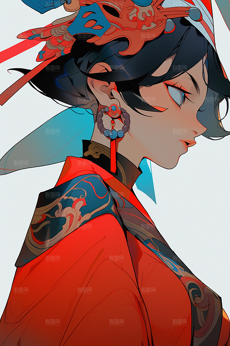 京剧女孩传统风格戏剧插画