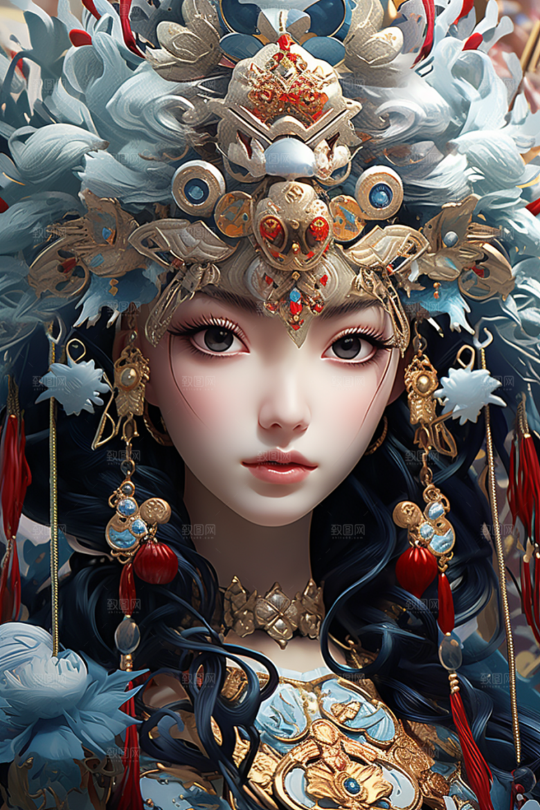 京剧女孩中式国粹插画