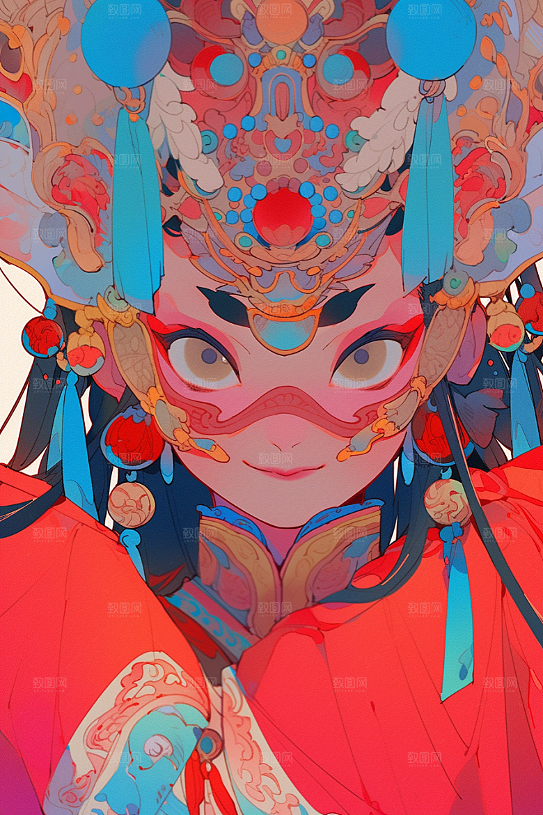 京剧女孩戏剧国潮插画