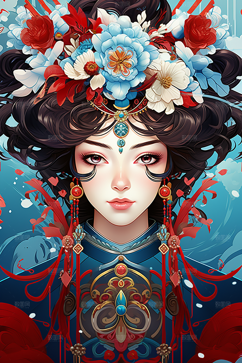 京剧女孩国粹中国风插画