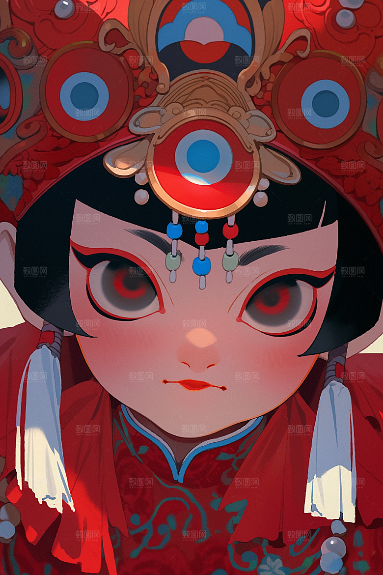 京剧女孩国粹国潮插画