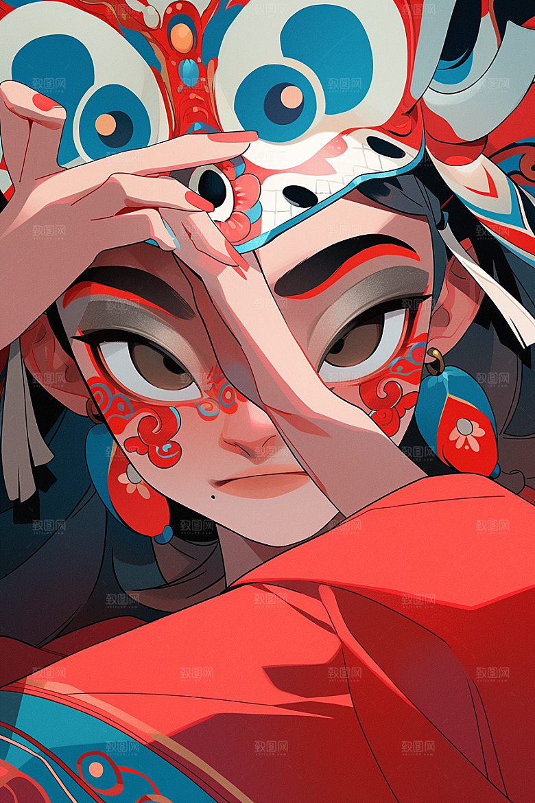 京剧女孩戏剧戏曲插画