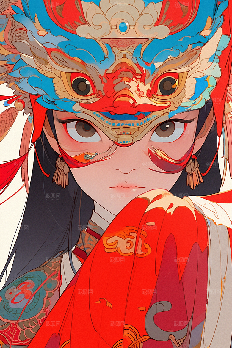 京剧女孩国粹国潮插画