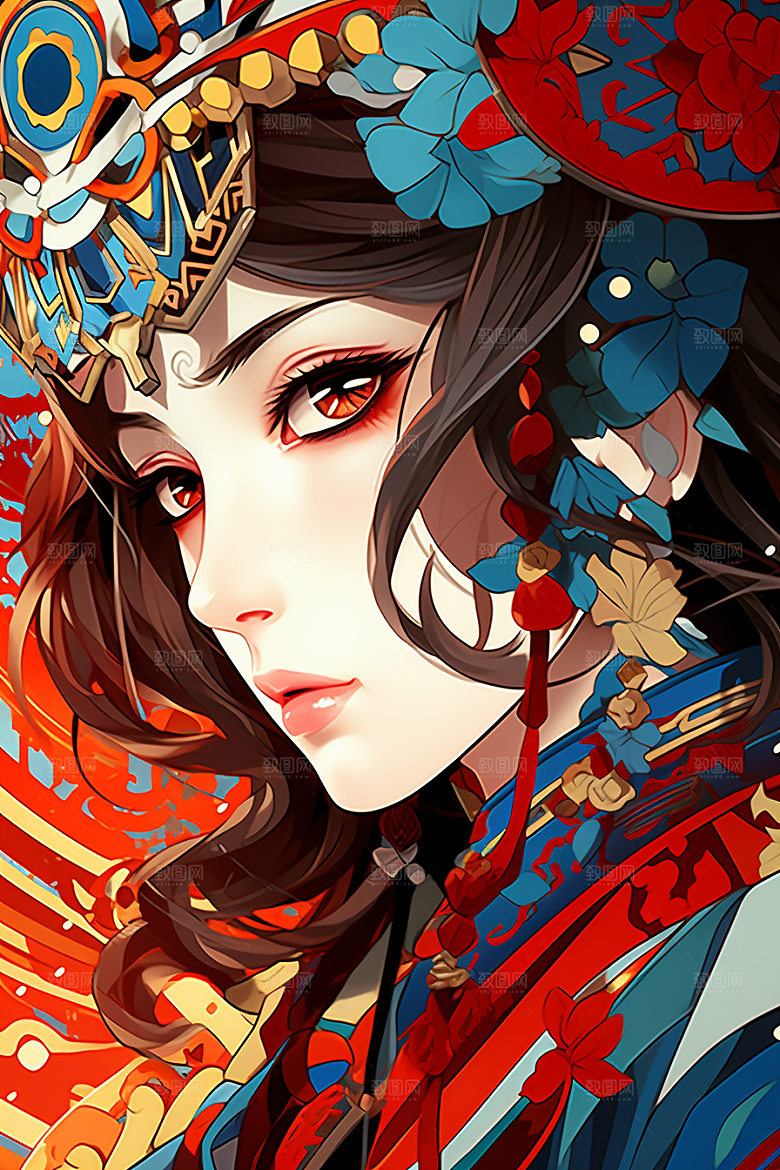 京剧女孩中国风国粹插画