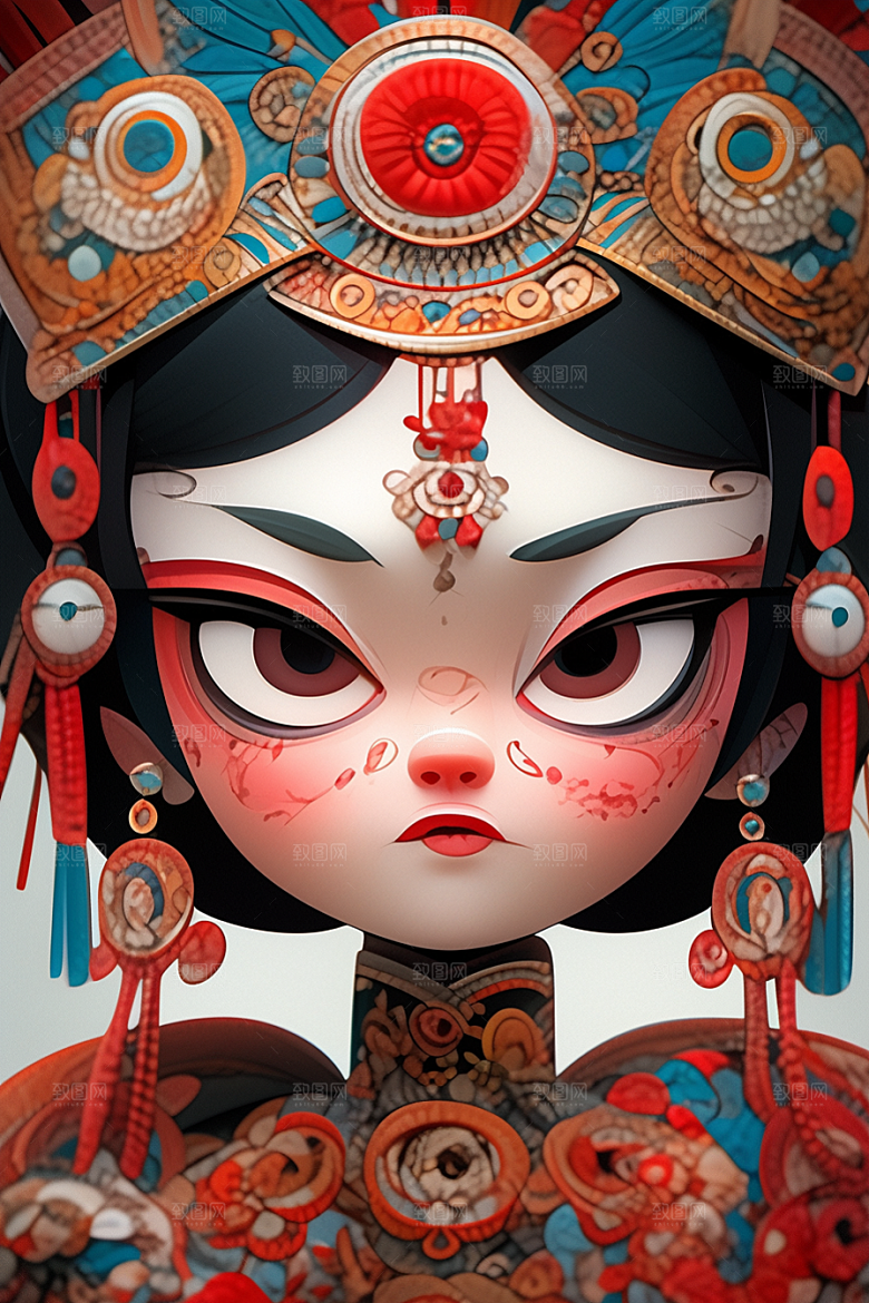 京剧女孩中式国粹插画