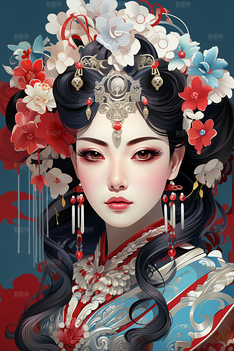 京剧女孩戏剧国粹插画