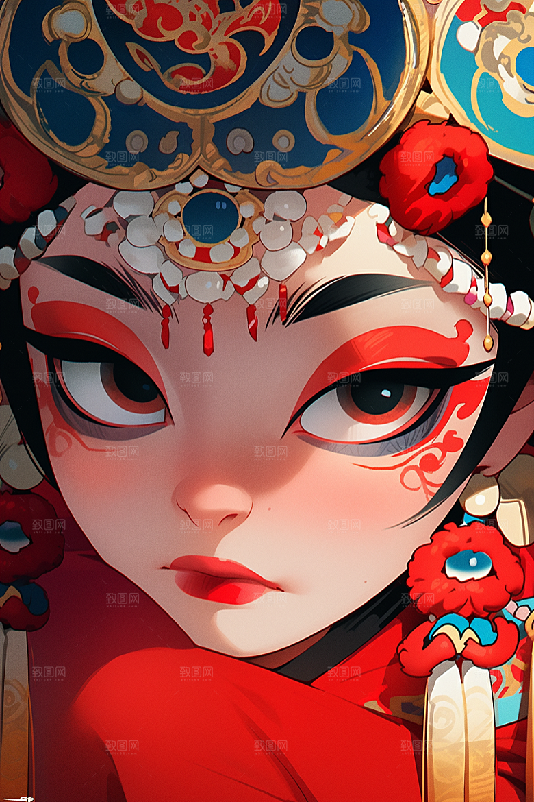 京剧女孩中式国粹插画