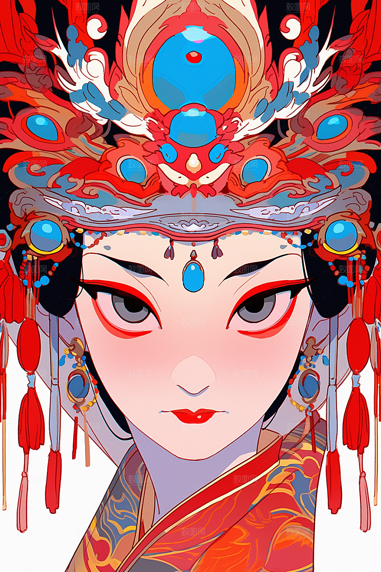 京剧女孩中国风国潮插画
