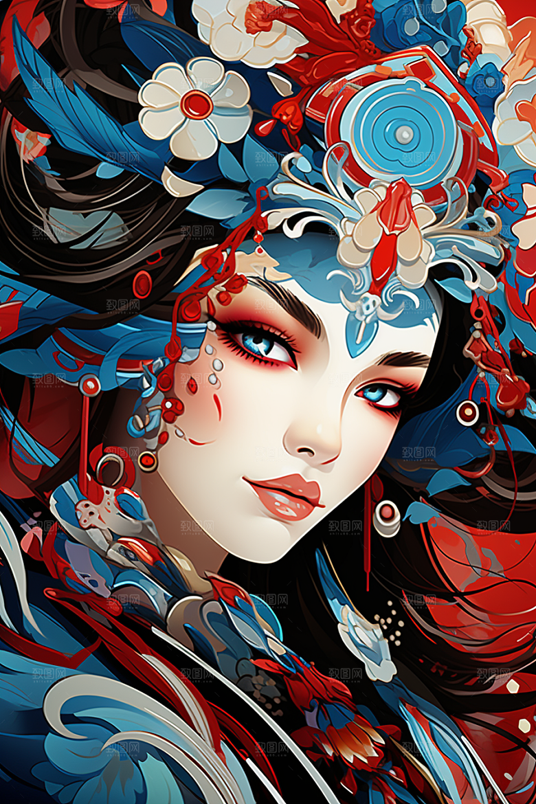 京剧女孩戏剧国粹插画