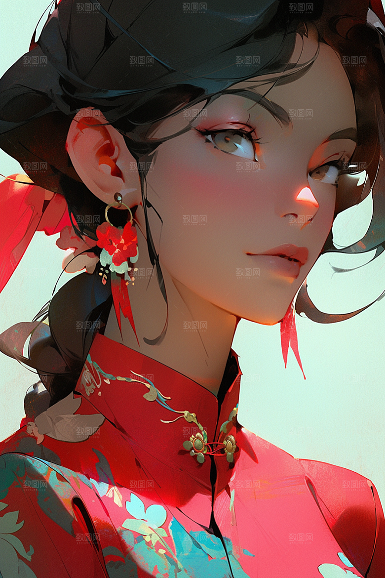 京剧女孩戏曲国潮插画