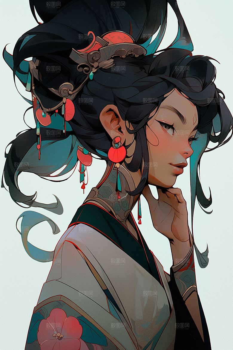 京剧女孩手绘国粹插画