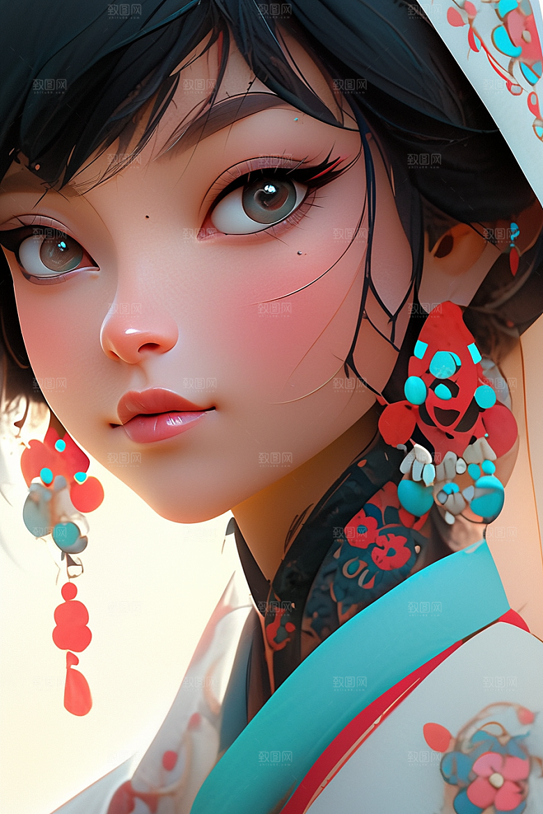 京剧女孩传统风格戏曲插画
