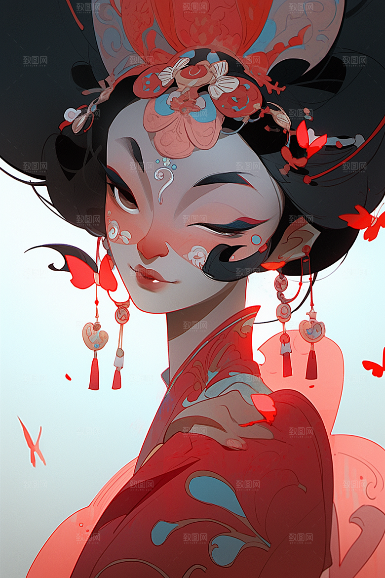 京剧女孩中式国粹插画
