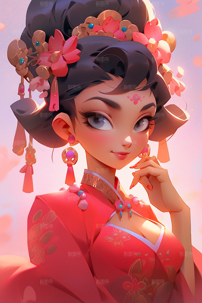 京剧女孩国粹传统风格插画
