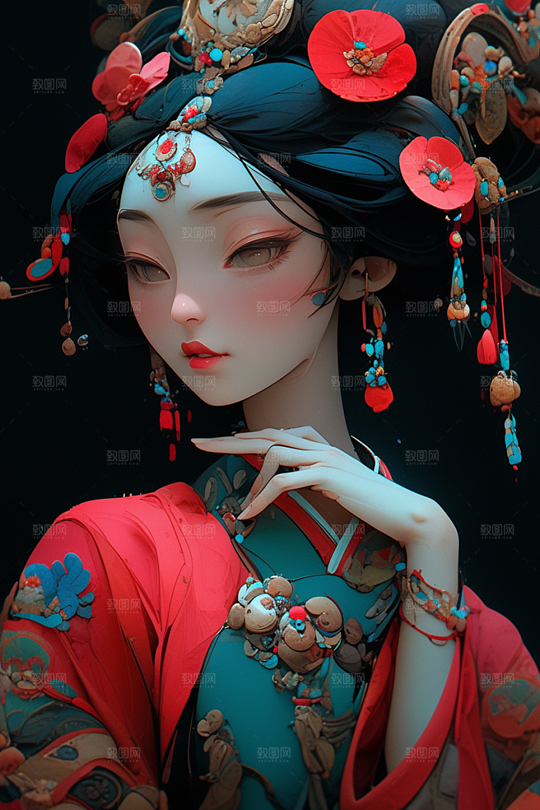 京剧女孩中式国粹插画