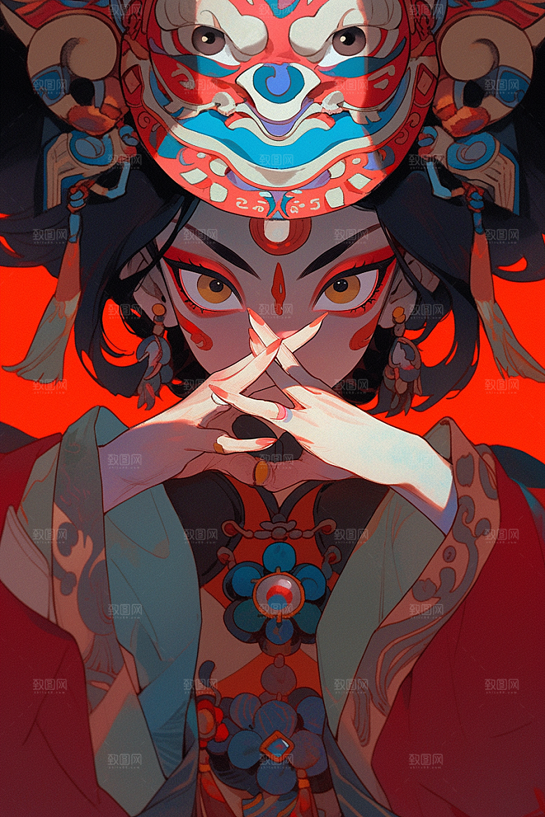 京剧女孩戏曲国粹插画