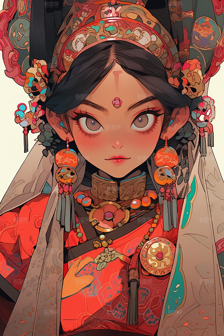 京剧女孩传统风格国粹插画