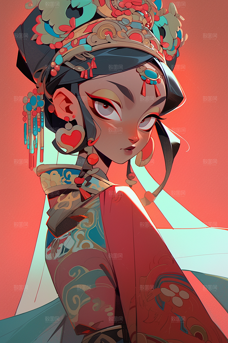 京剧女孩戏剧国粹插画