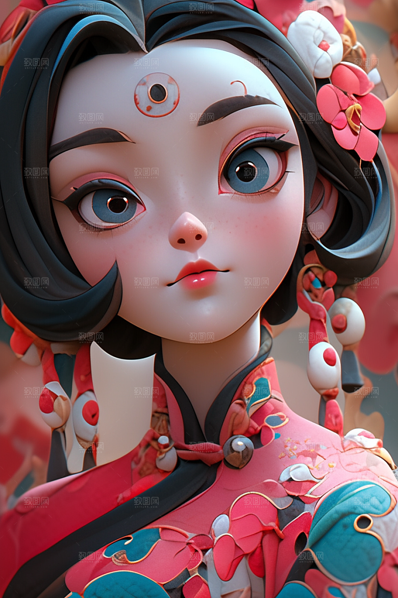 京剧女孩中式戏剧插画