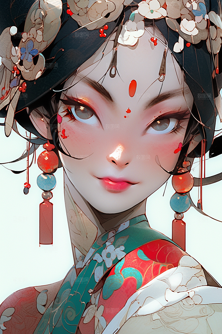 京剧女孩国粹中国风插画