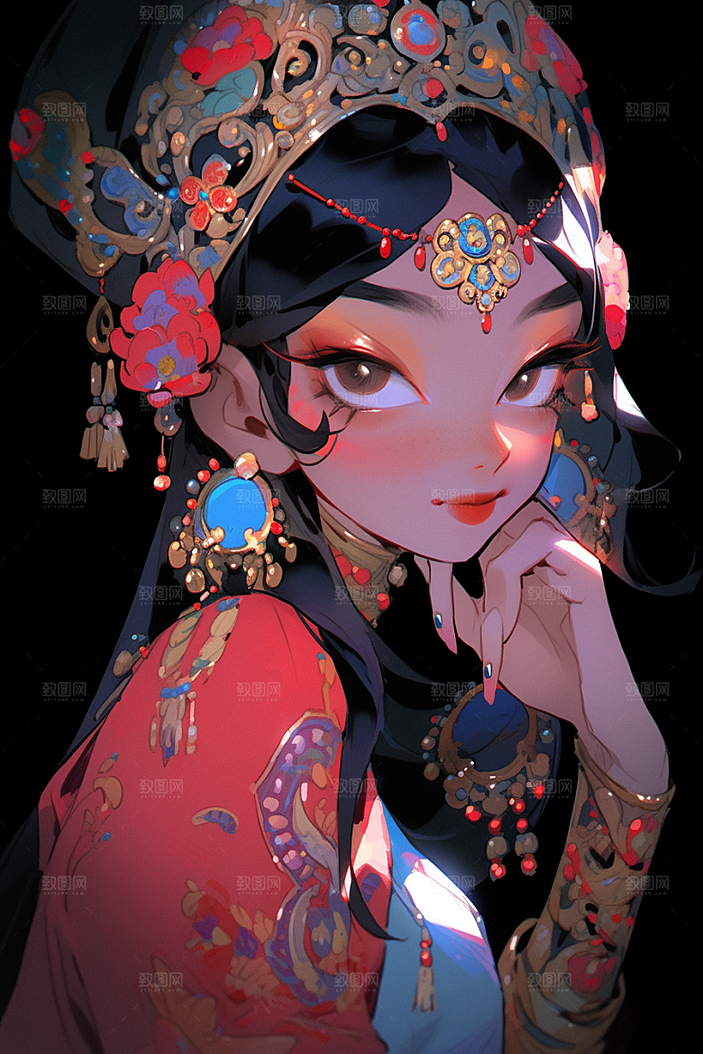 京剧女孩戏曲戏剧插画