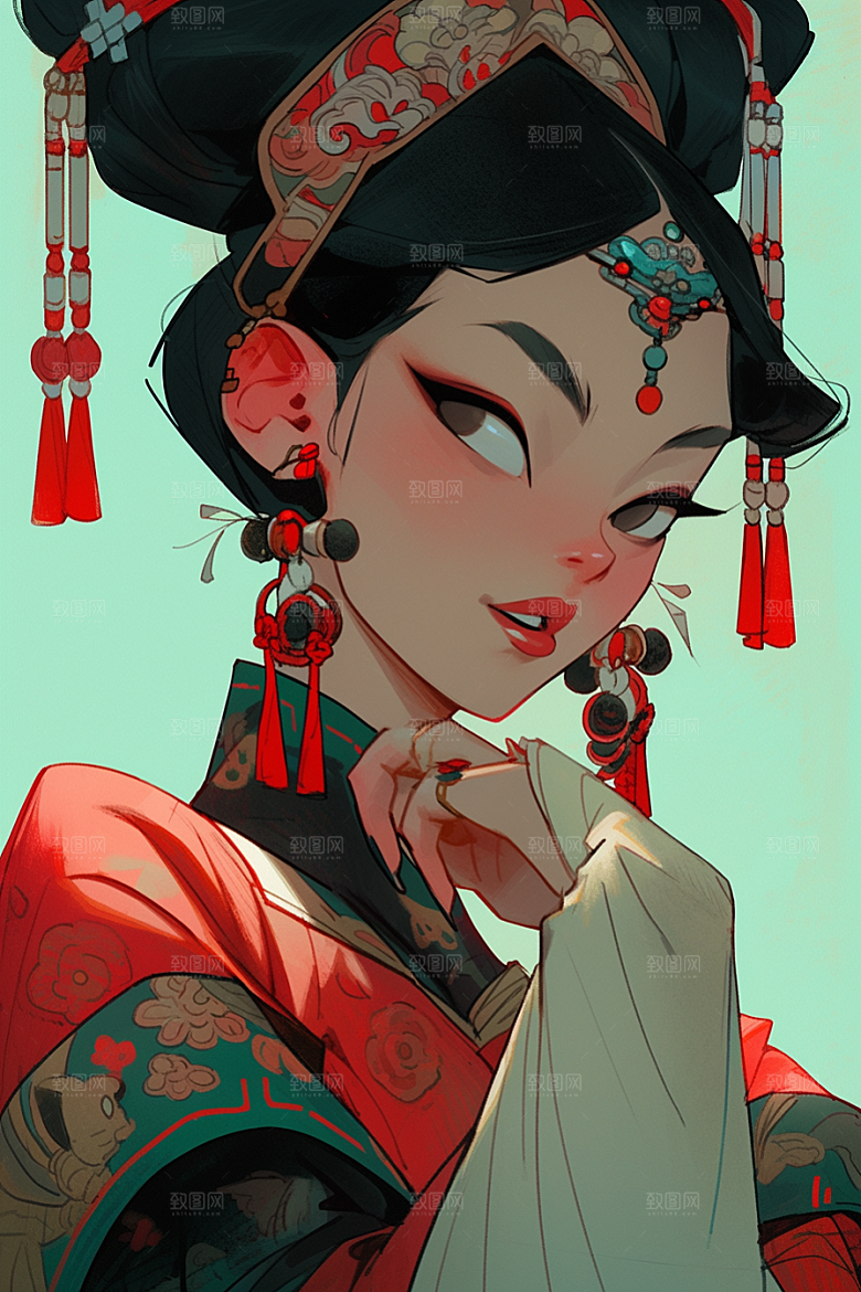 京剧女孩中式国粹插画