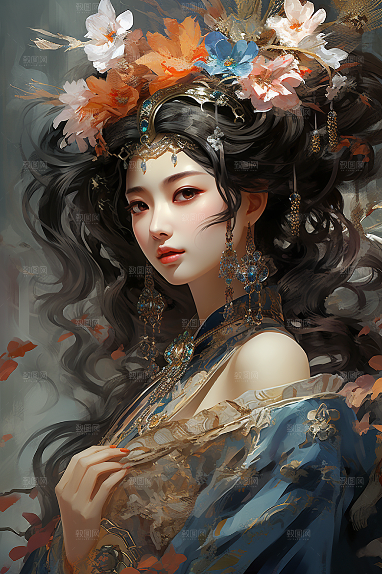 京剧女孩戏剧中式插画