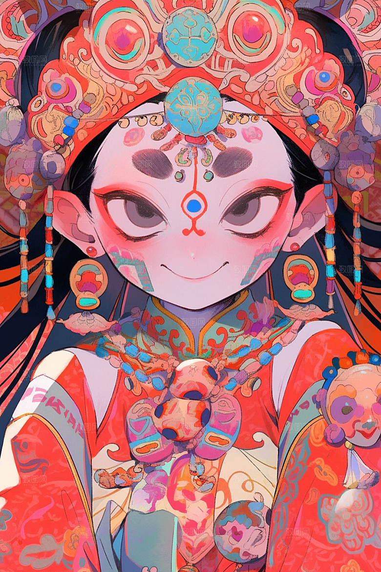 京剧女孩戏曲国粹插画