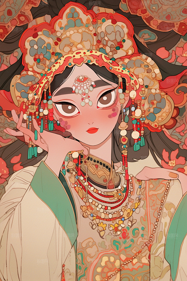 京剧女孩中式国粹插画