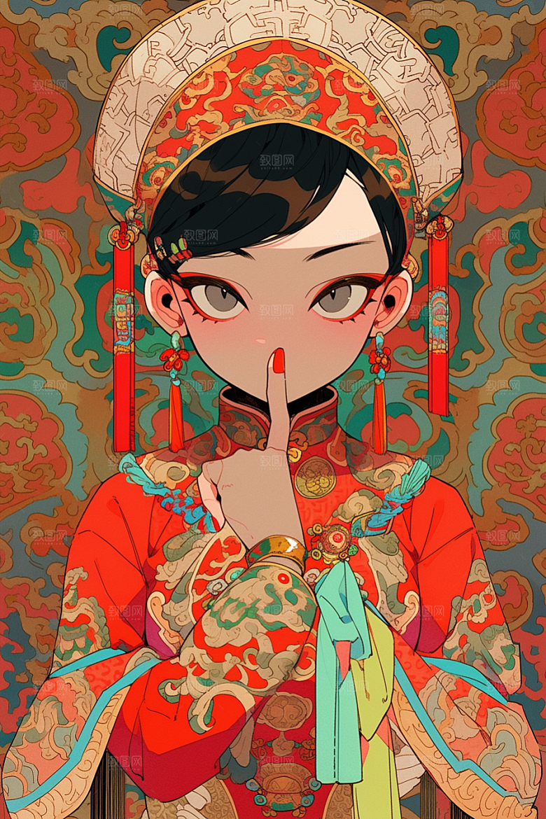 京剧女孩国潮戏剧插画