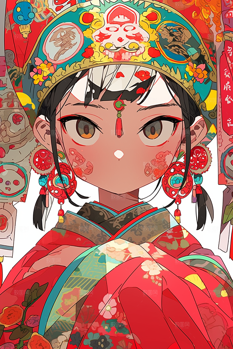 京剧女孩中国风国潮插画