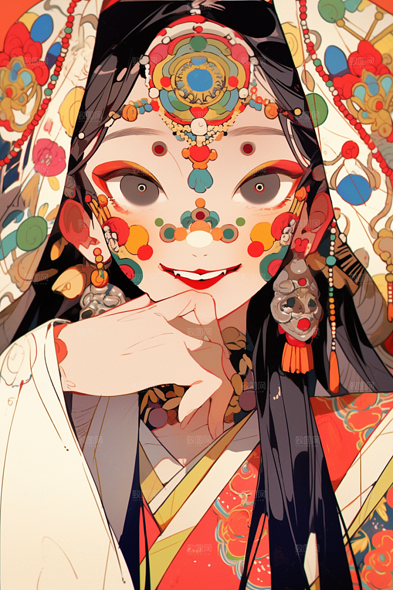 京剧女孩传统风格国粹插画