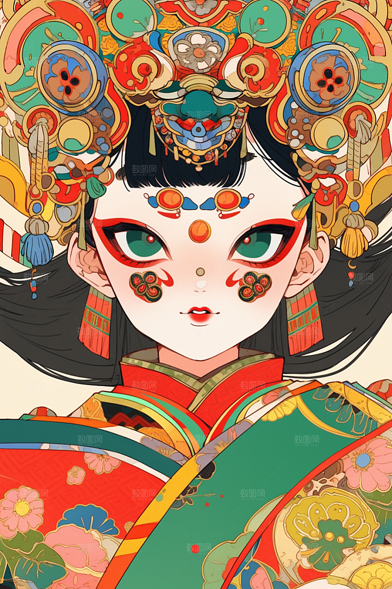 京剧女孩戏曲戏剧插画