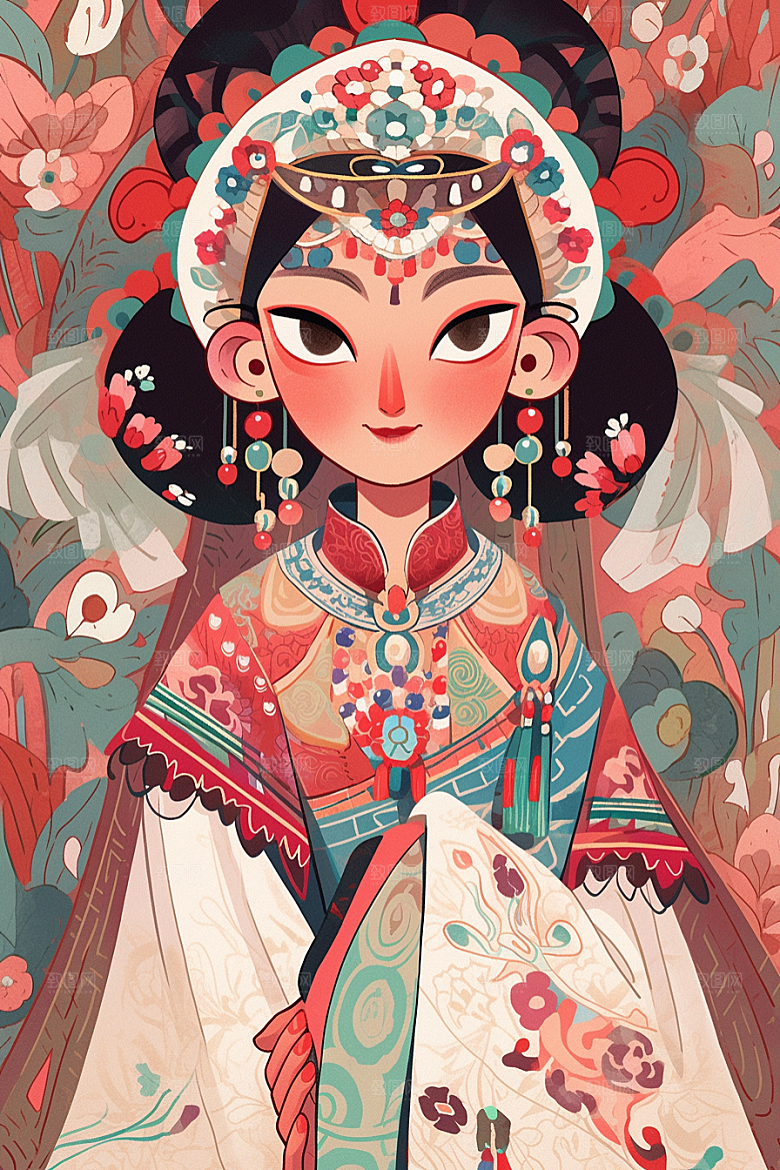 京剧女孩国潮戏剧插画