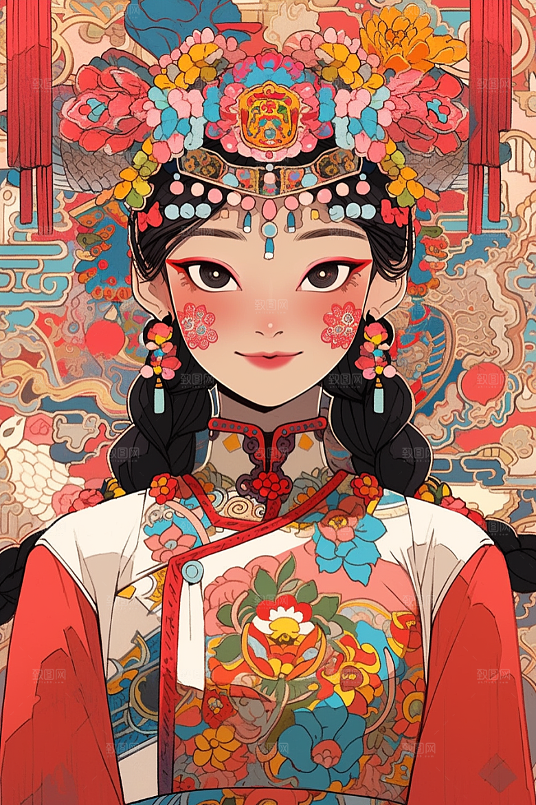 京剧女孩戏曲国粹插画