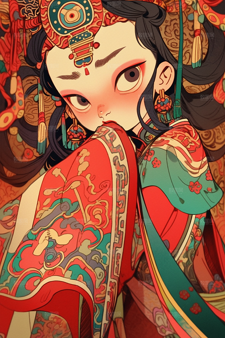 京剧女孩戏剧国粹插画