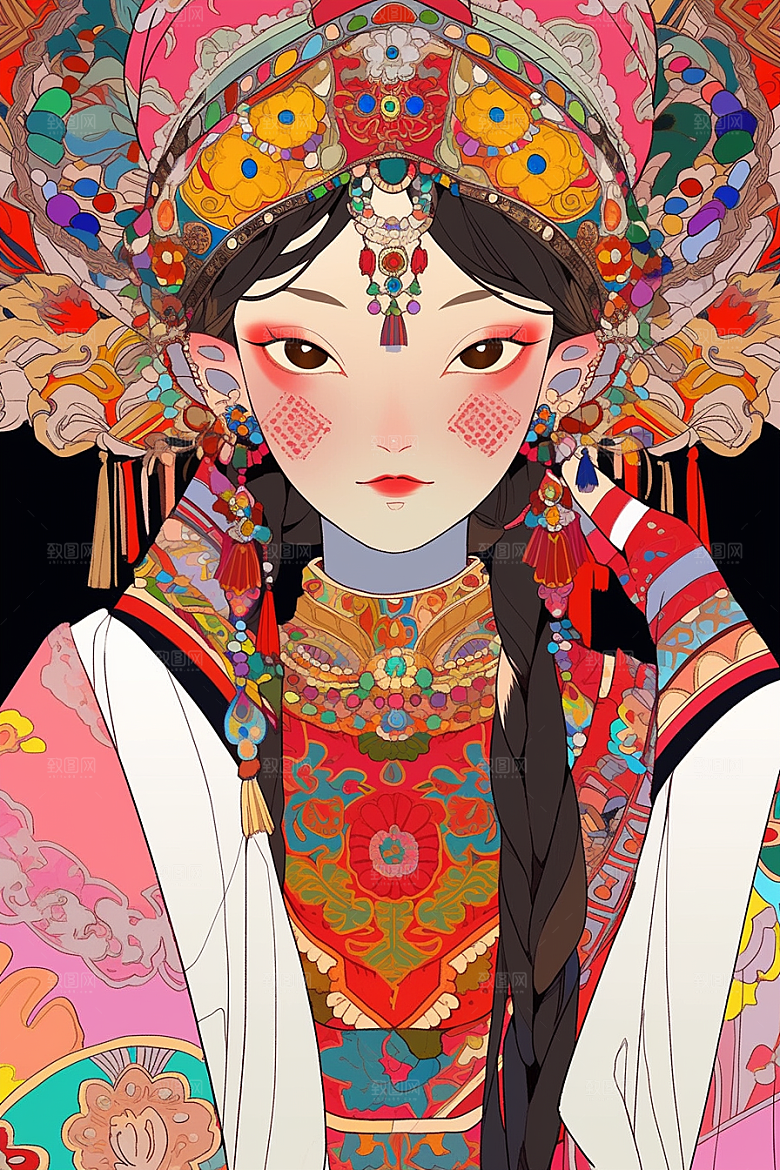 京剧女孩戏剧戏曲插画