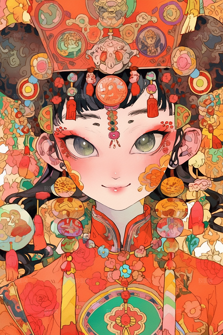 京剧女孩中式戏曲插画
